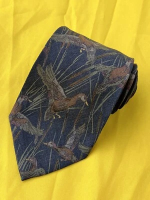 Corbata 100 % seda azul diseño mosca pato Ralph Lauren auténtica Foto 1 de 4