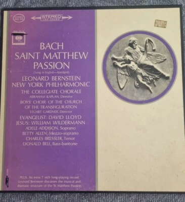 VG++ 1963 Bach Saint Matthew Passion Leonard Bernstein 3 LP Albums - Image 1 of 3
