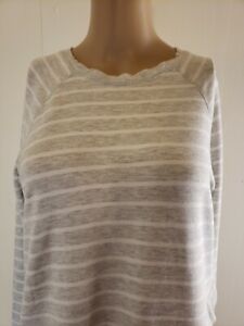 Active Life Women's Top Side Tiered Size Small Gray White Striped Activewear