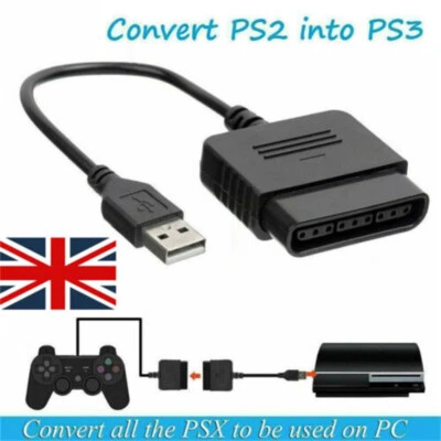 For Sony PlayStation PS2 To PS3 USB Controller Adapter Converter Cable Cord New - Image 1 of 4