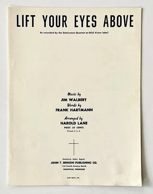 Lift Your Eyes Above Statesmen Quartet 1955 Vintage Sheet Music Piano Shape Note - Image 1 of 3