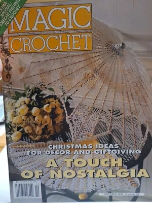 Magic Crochet Magazine Oct 1995 98 Creche Angel Dolls Parasol Sweater Poncho - Image 1 of 4