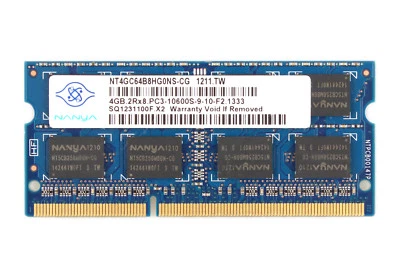 Nanya 4GB 2RX8 PC3-10600S DDR3 1333Mhz SODIMM 204PIN Laptop RAM Memory 1.5V 4 G - Image 1 of 4