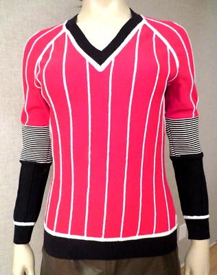 Moschino Cheap & Chic Rojo Blanco Azul Marino Lana Acrílico Suéter Tejido Talla 10 M Foto 1 de 4