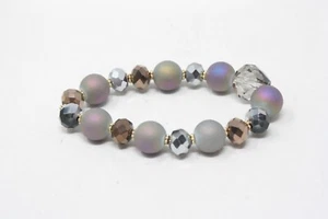 Jacqueline Kent Beaded Bracelet Circled Purple Tones Matte Stretch Bracelet - Picture 1 of 2