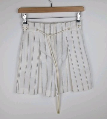 Tommy Hilfiger White Striped Tie Waist Ladies Skort Size 4 W27 Cotton & Linen - Image 1 of 4