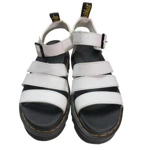 Dr. Doc Martens Blaire Damen-Plateausandalen Lederriemen klobig weiß US-Größe 7 - Bild 1 von 7