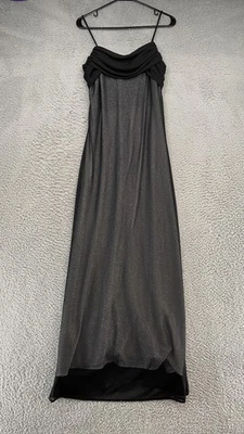 Vestido Babydoll Vintage Juniors 7/8 Negro Brillo Formal Maxi Vestido de Noche Glamuroso Foto 1 de 4
