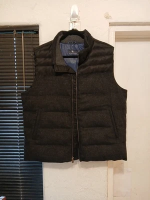 Hart Schaffner Marx Men Sz XL Full Zip Black 80% Wool Vest Puffer Goose Down GUC - Image 1 of 4