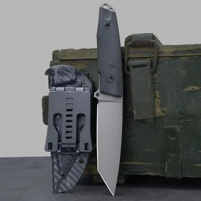 Nuevo cuchillo táctico de hoja fija de 9,25" funda de fibra de carbono de lujo hoja de 4,5" tanto Foto 1 de 4