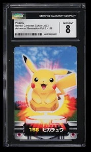 Pokemon Bandai Carddass Zukan Adv Gen Vol 1 Pikachu 2003 CGC 8 japonés #156 - Imagen 1 de 2