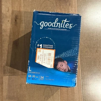 Ropa interior nocturna Goodnites para niños - talla grande (34 quilates), protección contra la enuresis Foto 1 de 4