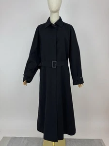 Allegri Black Trench Coat Maxi Long Raincoat Womens Size 46 - Picture 1 of 13