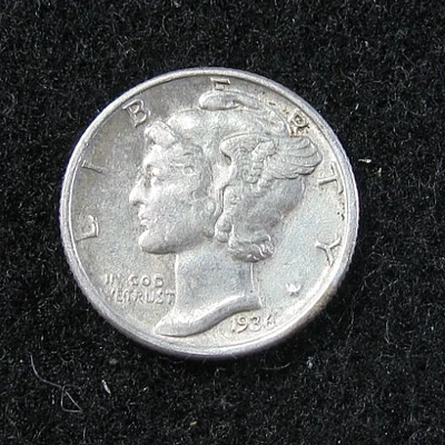 1936 p - Mercury Dime - AU Foto 1 de 2