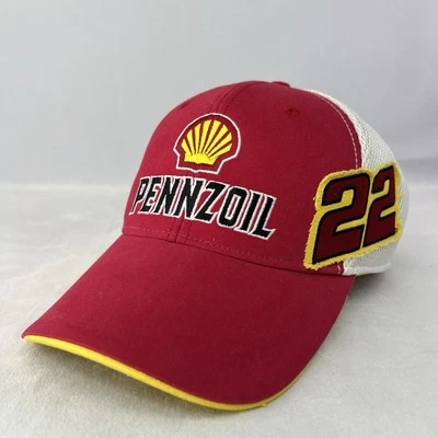 Gorra de béisbol Nascar Team Penske Pennzoil #22 Joey Logano roja de malla trasera Foto 1 de 4