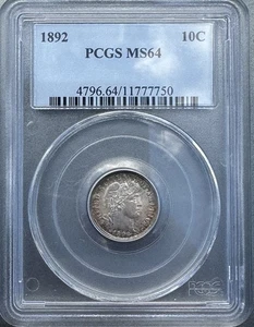 1892 Barber Dime - PCGS MS64 - bellissimo esemplare - Foto 1 di 5