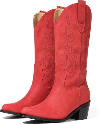 Botas de Vaquero AOSPHIRAYLIAN para Mujer Retro Punta Pull On Bloque Gruesas...  Foto 1 de 4