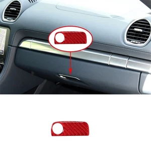 Red Carbon Fiber Passenger Storage Box Switch Cover Trim For Porsche 718 2016-22 - Picture 1 of 13