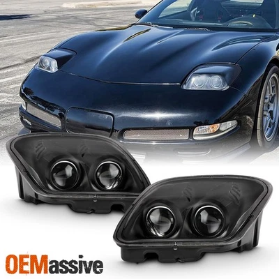 Faros proyectores negros de repuesto para Chevy Corvette C5 1997-2004 Foto 1 de 4