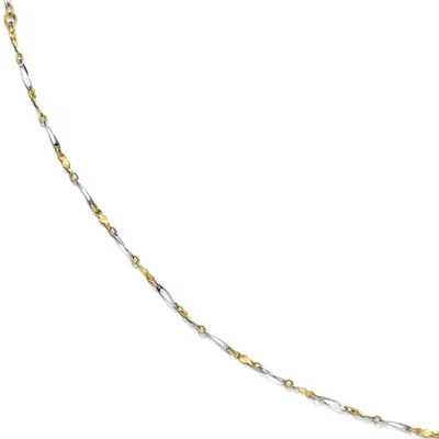 10k Two Tone Gold Polished 2.5mm Fancy Link Anklet, 9-10 Inch - Image 1 of 4
