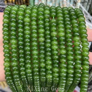 Cuentas espaciadoras rondelle de cuarzo verde teñido de alta calidad de 5x8 mm para hacer joyas - Imagen 1 de 6