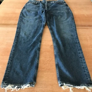 Agolde Riley Long Jeans Damen 30 Blau High Rise Button Fly Raw Hem Stretch - Bild 1 von 14