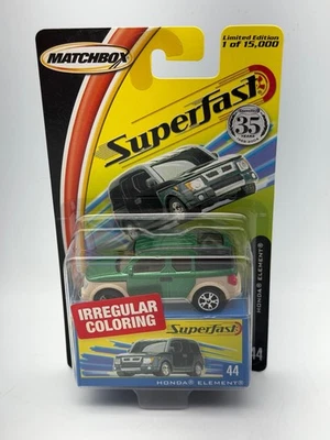 Matchbox Superfast #44 Honda Element, Green, Irregular Coloring, 1:64, NIB - Image 1 of 4