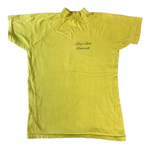 Vintage 1970s Kent State T-Shirt Olive Mock Turtleneck Rare Funky XS - Picture 1 of 15