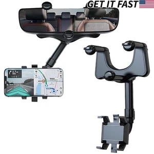 Soporte de teléfono retráctil giratorio 360° universal para montaje en espejo retrovisor - Imagen 1 de 5