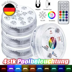 4x Poolbeleuchtung Unterwasser Licht RGB LED Magnet Wasserdichte Fernbedienung. - Bild 1 von 12
