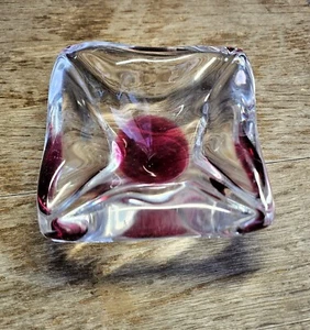 SIGNED Flygsfors Glass Small Bowl Ashtray VINTAGE MCM Scandinavian - Picture 1 of 6