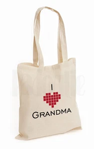 Personalised 'Pixel Heart' Name Canvas Tote Bag- GIFT FOR GRANDMA NANNA MUM - Picture 1 of 1