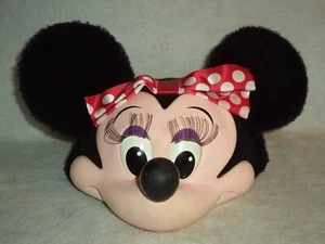 Vintage Retro Walt Disney World Plastic Minnie Mouse Head Snapback Hat USA Made - Picture 1 of 7