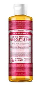Pure Castile Liquid Soap  Rose 8 Oz By Dr.Bronner's - Picture 1 of 4