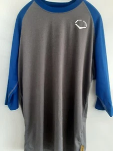 EvoShield 3/4 Sleeve Performance Shirt Grey/Blue Men’s X Large - Picture 1 of 4