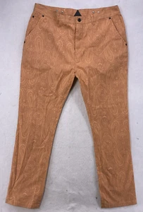 Black Scale Paisley Pants Men’s Size 38 Peach Orange Streetwear Casual Rare - Picture 1 of 20