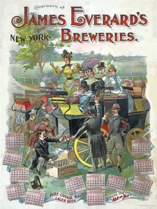 JAMES EVERARD'S NEW YORK BREWERIES ADVERTISING POSTER - Picture 1 of 1