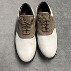 Footjoy Greenjoys 45446 White & Tan Oxford Golf Shoes Mens Size 11 Wide