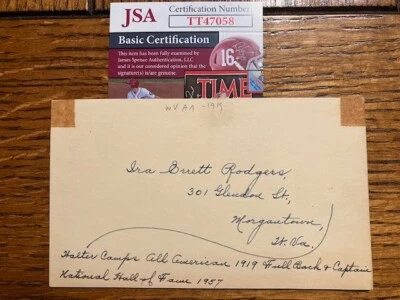 Ira Rodgers signed Government Postcard, First West Virginia AA, CFHOF, D. 1963 - Image 1 of 2