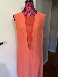 Witchery 16 Dress Pencil Orange Leather Contrast Panel Sleeveless Exposed Zip - Picture 1 of 13