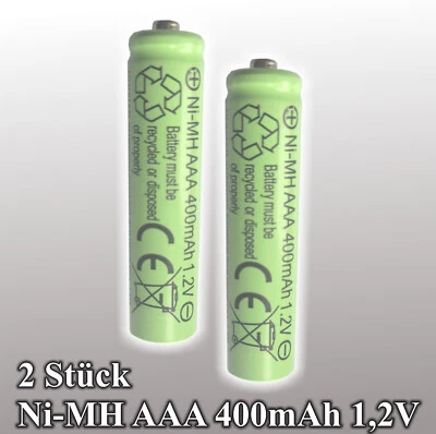 2x AAA 400mAh 1.2V Ni-MH/NiMH Rechargeable Replacement Battery Solar Light 2 Pack - Image 1 of 2
