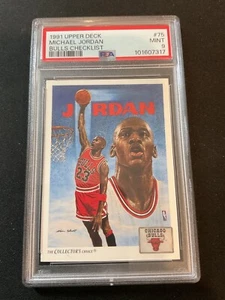 MICHAEL JORDAN ~ LISTA DE VERIFICACIÓN 1991 Upper Deck ~ PSA 9 COMO NUEVO - Imagen 1 de 2