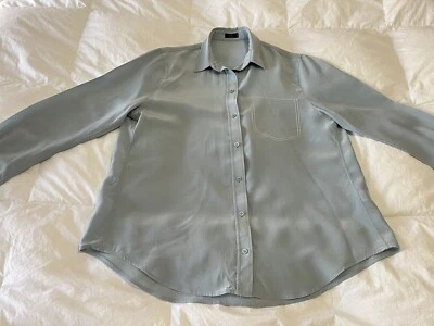 Camisa JOSEPH de seda manga larga con botones ~ detalle de bolsillo sintético ~ azul claro talla 42 EE. UU. 8 Foto 1 de 4