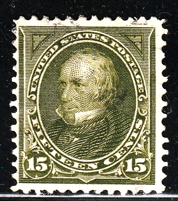 #284 US 15 CENT OLIVE GREEN CLAY-MINT-N/G-FINE-VF - Image 1 of 1