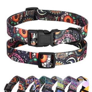 Durable Strong Nylon Pet Dog Collar Adjustable for Small Large Dogs Colourful - Imagen 1 de 19
