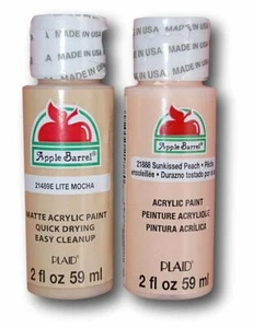 Acrylic Paint Flesh Skin Tones Set Lite Mocha & Sunkissed Peach (2 Ounces Each) - Picture 1 of 1