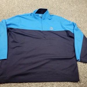 AT&T Lands End Pullover Mens 2XL Blue 3/4 Zip Long Sleeve Logo Work - Picture 1 of 12