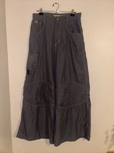Vintage Kikwear Nylon Wide Leg Baggy Cargo Pants Pads Skater Rave Grunge Y2K 34 - Picture 1 of 14