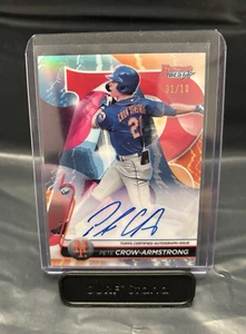 2020 Bowman's Best Pete Crow-Armstrong Cubs Mets RED REFRACTOR Autograph 01/10 - Picture 1 of 1