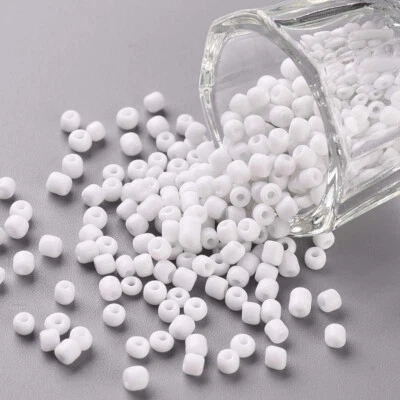 50g white 3mm glass seed beads - for beading, sewing, crafts, jewellery making - Image 1 of 4